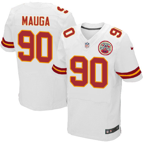 Men's Elite Josh Mauga Nike Jersey White Road - #90 NFL Kansas City Chiefs